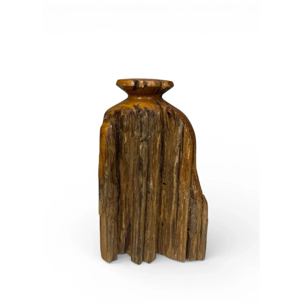 Live Edge Wood Vase Weed Pot Australian Red Gum Wood Fence Post Brutalist Rustic